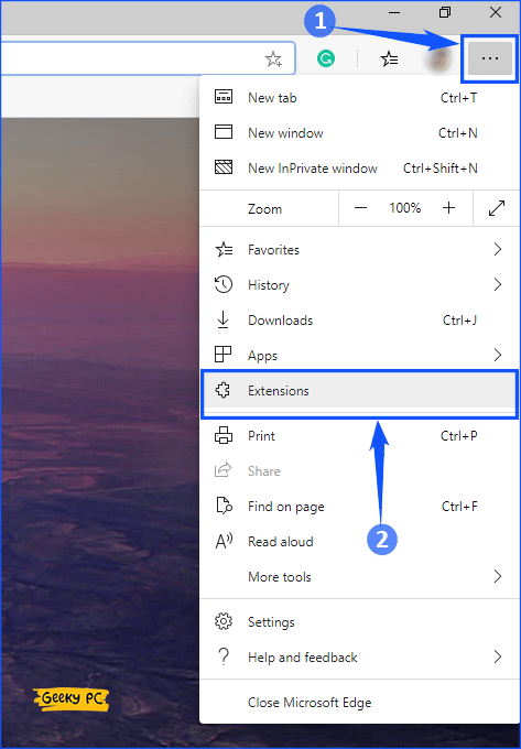 Extension in Microsoft edge