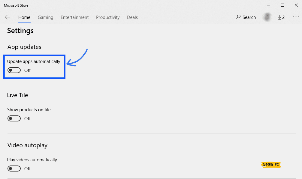 Turn off Update Apps Automatically