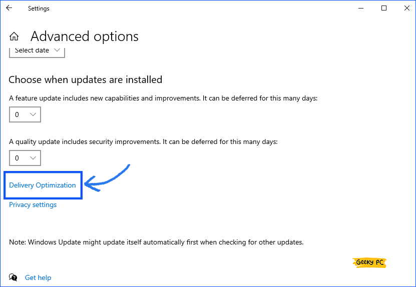 Windows Update Delivery Optimization