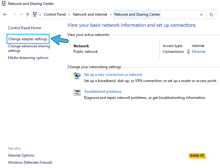 Change Adapter Settings