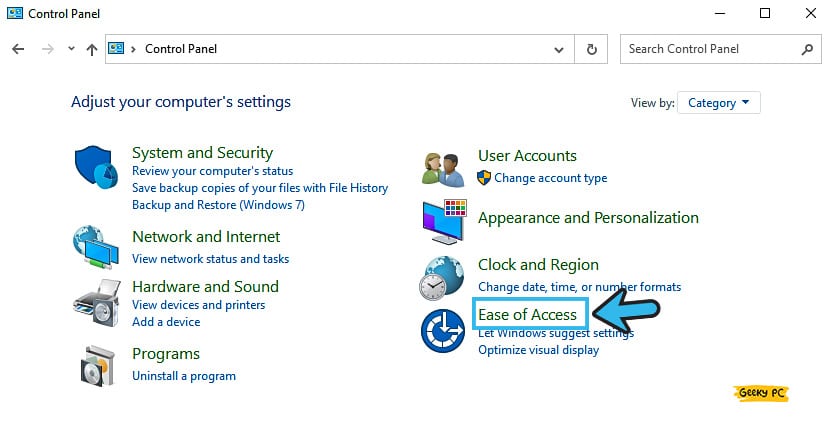 Control Panel Ease Of Access