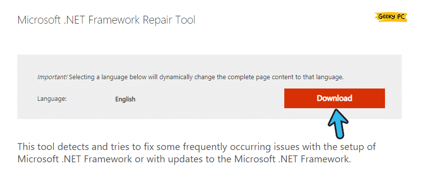 Microsoft .NET Framework Repair Tool Download