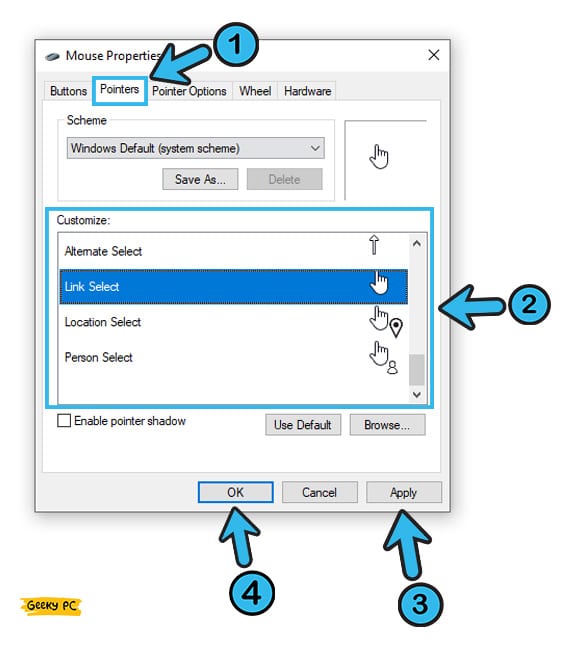 Mouse Pointers Customize