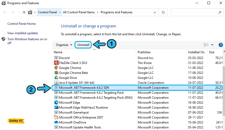 .NET Framework uninstall