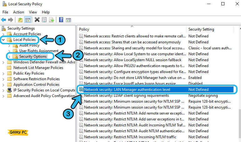 Network security LAN Manager authentication level