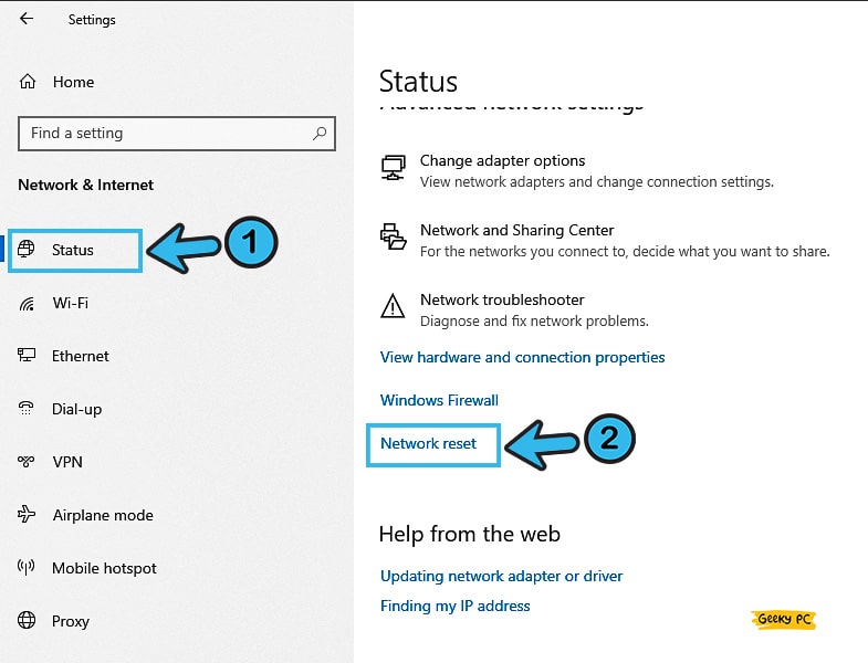 Open Network reset