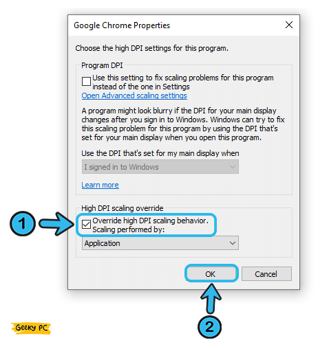 Override high-DPI scaling behavior