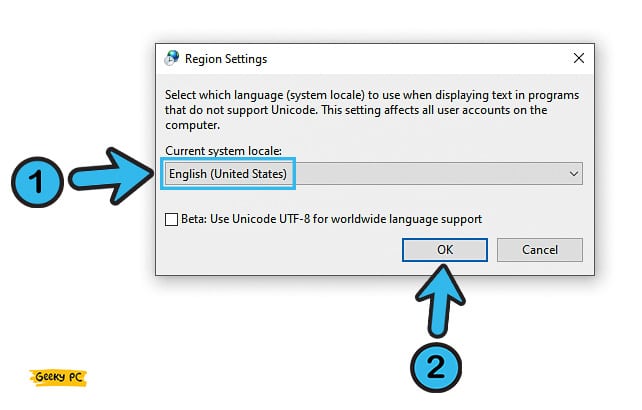 Region Language Settings