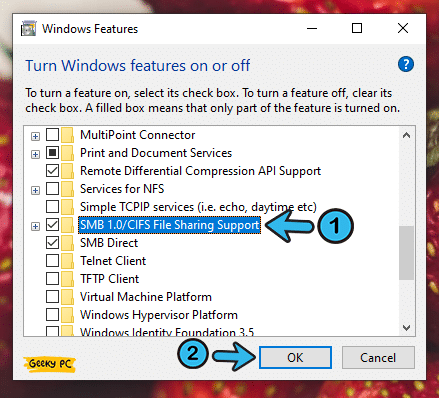 SMB 1.0 CIFS File Sharing Support