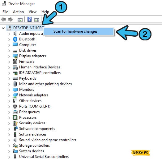 Scan for hardware changes