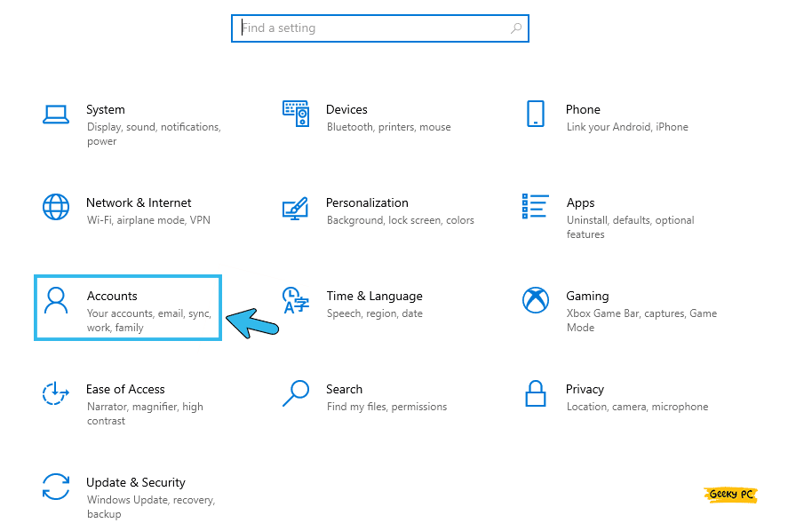 Windows Settings Accounts