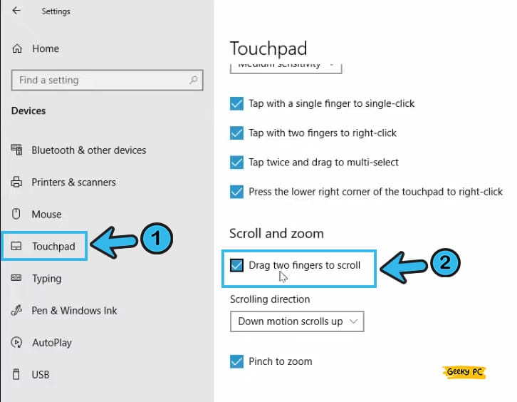 Windows Touchpad Option