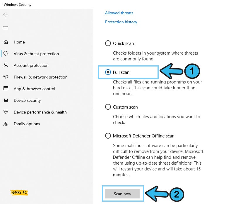 Windows defender full scan