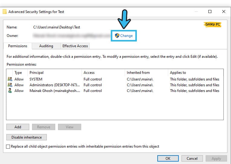 change advance security settings