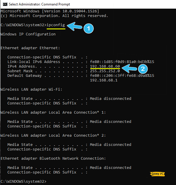 ipconfig