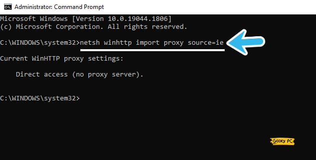 netsh winhttp import proxy source=ie